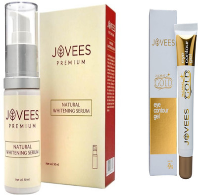Jovees Natural Whitening Serum-50ml, Eye Contour Gel-20g.(Set of 2)