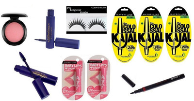 Pro longwear combo eyelashes , mac pink blusher , eyeliner & mascara , pink loilta lip balm (pack of 2), colossal black kajal (pack of 3) with pen eyeliner(Set of 10)
Pro longwear combo eyelashes , mac pink blusher , eyeliner & mascara , pink loilta lip balm (pack of 2), colossal black kajal (pack of 3) with pen eyeliner(Set of 10)