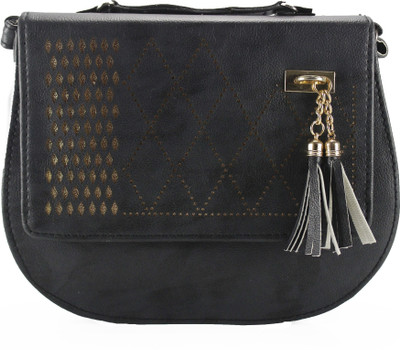 JEESHAW Women Casual Black PU Sling Bag