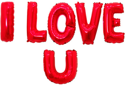 Jamboree Solid Red I Love U Foil Balloon Metallic Finish Letter Balloon(Red, Pack of 1)