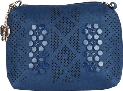 Butterflies Women Evening/Party Blue PU Sling Bag