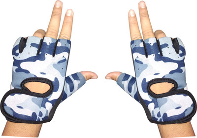DreamPalace India GYM GLOVES Weight Lifting Army Style Gym & Fitness Gloves (Free Size, Blue)