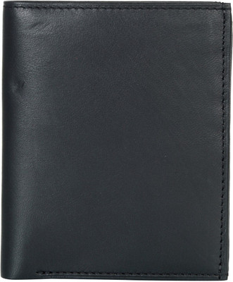 AspenLeather Men Casual Black Genuine Leather Wallet(6 Card Slots), Black;yellow