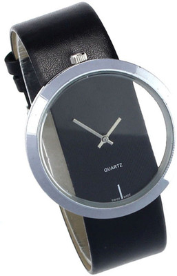 ithano Unique Design Hollow Style PU Leather Strap Trendy Ladies Black Watch - For Women