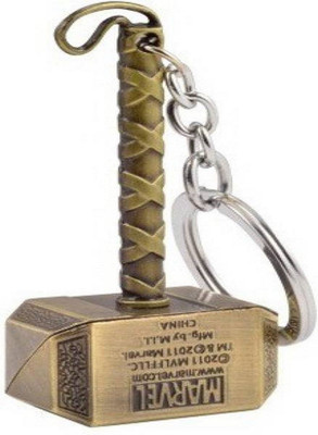 GMR Crystal leaves Thor hammer metal keychain Key Chain (Gold) Key Chain