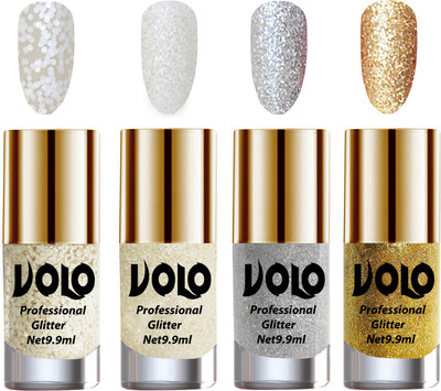 Volo Professionally Used Glitter Shine Nail Paint Combo Pack of 4 White Nail Art And Glitter, White Nail Art And Glitter, Silver Glitter, Golden Glitter(Pack of 4)
Volo Professionally Used Glitter Shine Nail Paint Combo Pack of 4 White Nail Art And Glitter, White Nail Art And Glitter, Silver Glitter, Golden Glitter(Pack of 4)
