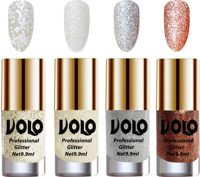 Volo Professionally Used Glitter Shine Nail Paint Combo Pack of 4 White Nail Art And Glitter, White Nail Art And Glitter, Silver Glitter, Dark Grey Glitter(Pack of 4)
Volo Professionally Used Glitter Shine Nail Paint Combo Pack of 4 White Nail Art And Glitter, White Nail Art And Glitter, Silver Glitter, Dark Grey Glitter(Pack of 4)