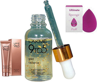 Ultimate Sponge Puff With 9to5 Gold Radiance Face Serum & Mousse Foundation(Set of 3)
Ultimate Sponge Puff With 9to5 Gold Radiance Face Serum & Mousse Foundation(Set of 3)