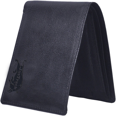 JusTrack Men Black Genuine Leather Wallet(3 Card Slots)
