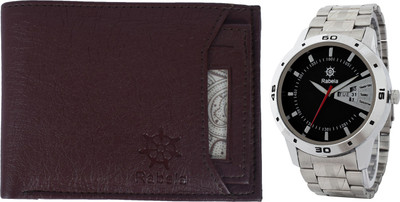 Rabela Wallet, Analog Watch Combo(Brown)