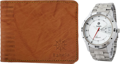 Rabela Wallet, Analog Watch Combo(Tan)