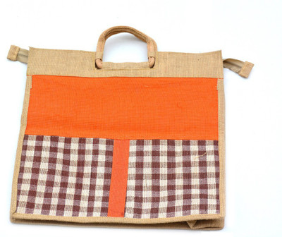 Art Godaam Jute Shopping Waterproof Multipurpose Bag(Orange, 20 inch)