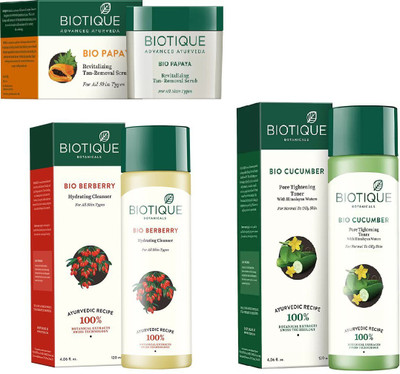 BIOTIQUE BIO Bio Papaya Revitalizing Tan Removal Scrub, Bio Berberry Hydrating Cleanser, Bio Morning Nectar Flawless Skin Lotion(Set of 3)
BIOTIQUE BIO Bio Papaya Revitalizing Tan Removal Scrub, Bio Berberry Hydrating Cleanser, Bio Morning Nectar Flawless Skin Lotion(Set of 3)