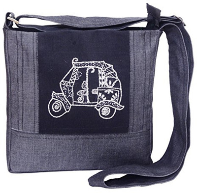 Indha Craft Women Casual Grey Denim Sling Bag