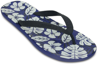 Crocs Chawaii Tropical Print Flip Flip Flops, Navy/cerulean blue