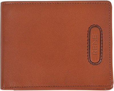 Rene Men Casual Tan Genuine Leather Wallet(10 Card Slots)
