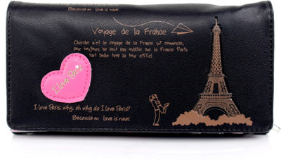 b4bags Girls Casual Black Artificial Leather Wallet(5 Card Slots)