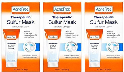 AcneFree Sulfur Mask 1.7 Oz Three Pack With Vitamin C And Copper, Acne Treatment For Clearing Acne, Absorbing Excess Oil And Unclogging Pores(50.28 ml)
AcneFree Sulfur Mask 1.7 Oz Three Pack With Vitamin C And Copper, Acne Treatment For Clearing Acne, Absorbing Excess Oil And Unclogging Pores(50.28 ml)