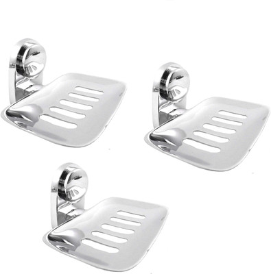 RoyaL Indian Craft Set of 3 High Quality Steel Slice Cut Soap Holder(Silver)