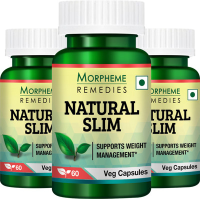 Morpheme Remedies Natural Slim (Garcinia, Triphala, Guggul) Pack of 3(180 No)