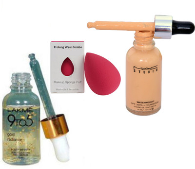 Pro longwear combo sponge puff, gold radiance youth infinity skin face serum,Mac Studio Foundation(Set of 3)
Pro longwear combo sponge puff, gold radiance youth infinity skin face serum,Mac Studio Foundation(Set of 3)