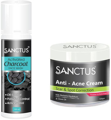 SANCTUS Activated Charcoal Face Wash & Anti - Acne Cream Combo (100ml + 100gm)(Set of 2)
SANCTUS Activated Charcoal Face Wash & Anti - Acne Cream Combo (100ml + 100gm)(Set of 2)