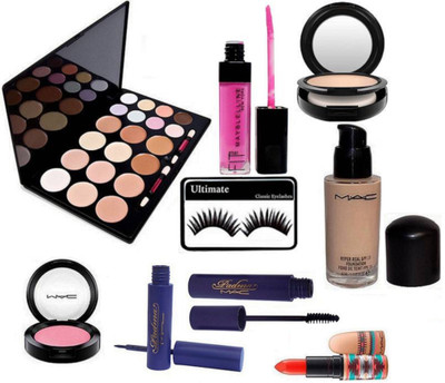 Ultimate Eyelashes, 20 Shade Concealer Palette (L20), Padhma Eyeliner & Mascara, Maybelline Folly Red Shade Lipgloss, Studio Fix Face Powder Compact, One Shade Blusher Compact, Hyper Real SPF 15 Foundation, Folly Red Lipstick Of Mac(Set of 9)
Ultimate Eyelashes, 20 Shade Concealer Palette (L20), Padhma Eyeliner & Mascara, Maybelline Folly Red Shade Lipgloss, Studio Fix Face Powder Compact, One Shade Blusher Compact, Hyper Real SPF 15 Foundation, Folly Red Lipstick Of Mac(Set of 9)