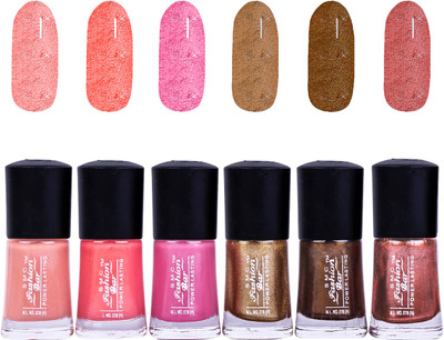 SMC FASHION BAR Gel Based Nail Polish Combo Shimmer Soft Peach, Shimmer Peach, Carnival Pink, Shimmer Golden, Glitter Dark Brown, Shimmer Copper Pink(Pack of 6)
SMC FASHION BAR Gel Based Nail Polish Combo Shimmer Soft Peach, Shimmer Peach, Carnival Pink, Shimmer Golden, Glitter Dark Brown, Shimmer Copper Pink(Pack of 6)
