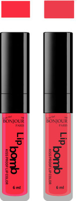 Bonjour Paris Kiss Proof Pur Matte Lip Gloss(12 ml, Peach 08, Irresistble Pink 14)