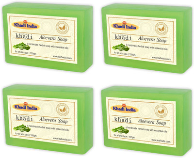 Leafveda Khadi Aloe Vera Soap pack of 4(400 g, Pack of 4)