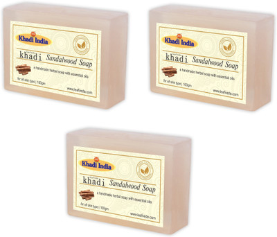 Leafveda Khadi Sandalwood Soap pack of 3(300 g, Pack of 3)