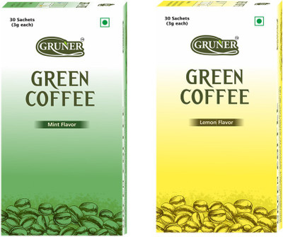 Gruner Mint & Lemon Instant Coffee(2 x 90 g, Green Coffee Flavoured)