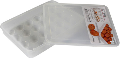 HOKIPO Plastic Egg Tray for Fridge with Lid for 24 Eggs(White, 31.5x4.5x23cm) - 2 dozen Plastic Egg Container(White)
HOKIPO Plastic Egg Tray for Fridge with Lid for 24 Eggs(White, 31.5x4.5x23cm) - 2 dozen Plastic Egg Container(White)