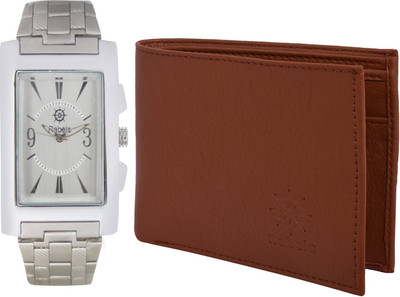 Rabela Wallet, Analog Watch Combo(White, Brown)
