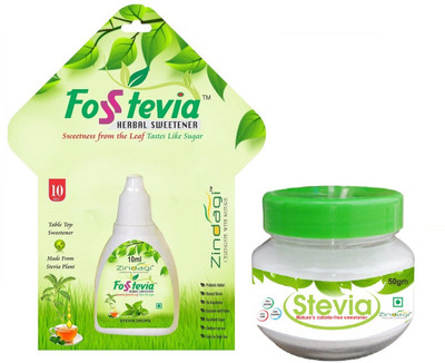 Zindagi Stevia Liquid & Stevia Powder - Natural Stevia Leaves Extract - Sugarfree Stevia Drops (Combo Pack) Sweetener(60 g, Pack of 2)
Zindagi Stevia Liquid & Stevia Powder - Natural Stevia Leaves Extract - Sugarfree Stevia Drops (Combo Pack) Sweetener(60 g, Pack of 2)