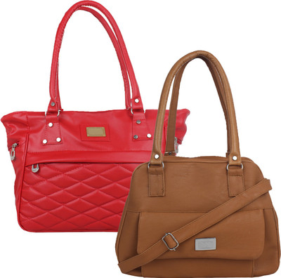 Element Cart Hand-held Bag(Red, Brown), Brown;red