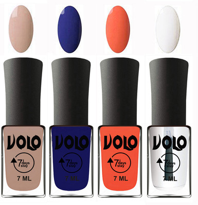 Volo Ultra Lasting HD Shine Awesome Nail Polish Combo Light Nude, Navy Blue, Neon Orange, Top Coat(Pack of 4)
Volo Ultra Lasting HD Shine Awesome Nail Polish Combo Light Nude, Navy Blue, Neon Orange, Top Coat(Pack of 4)