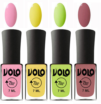 Volo Ultra Lasting HD Shine Awesome Nail Polish Combo Light Pink, Yellow, Parrot Green, Chocolate Peach(Pack of 4)
Volo Ultra Lasting HD Shine Awesome Nail Polish Combo Light Pink, Yellow, Parrot Green, Chocolate Peach(Pack of 4)