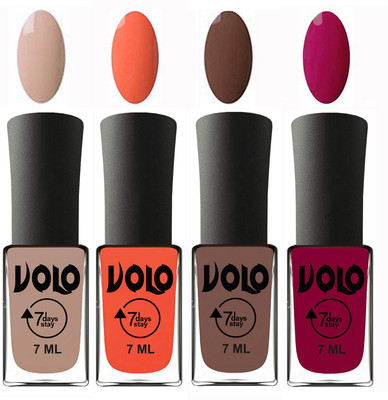 Volo Ultra Lasting HD Shine Awesome Nail Polish Combo Light Nude, Neon Orange, Brown, Magnta(Pack of 4)
Volo Ultra Lasting HD Shine Awesome Nail Polish Combo Light Nude, Neon Orange, Brown, Magnta(Pack of 4)