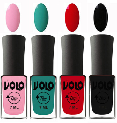 Volo Ultra Lasting HD Shine Awesome Nail Polish Combo Light Pink, Radium Green, Blood Red, Black(Pack of 4)
Volo Ultra Lasting HD Shine Awesome Nail Polish Combo Light Pink, Radium Green, Blood Red, Black(Pack of 4)