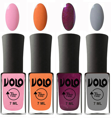 Volo Ultra Lasting HD Shine Awesome Nail Polish Combo Light Pink, Peach, Wine, Light Grey(Pack of 4)
Volo Ultra Lasting HD Shine Awesome Nail Polish Combo Light Pink, Peach, Wine, Light Grey(Pack of 4)