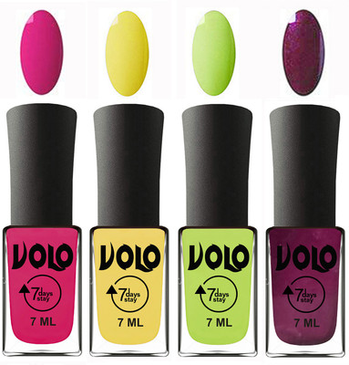 Volo Ultra Lasting HD Shine Awesome Nail Polish Combo Magnta, Yellow, Parrot Green, Wine(Pack of 4)
Volo Ultra Lasting HD Shine Awesome Nail Polish Combo Magnta, Yellow, Parrot Green, Wine(Pack of 4)