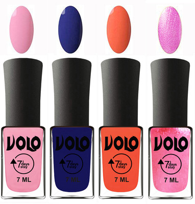 Volo Ultra Lasting HD Shine Awesome Nail Polish Combo Light Pink, Navy Blue, Neon Orange, Metallic Pink(Pack of 4)
Volo Ultra Lasting HD Shine Awesome Nail Polish Combo Light Pink, Navy Blue, Neon Orange, Metallic Pink(Pack of 4)