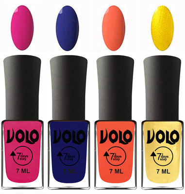Volo Ultra Lasting HD Shine Awesome Nail Polish Combo Magnta, Navy Blue, Neon Orange, Metallic Light Golden(Pack of 4)
Volo Ultra Lasting HD Shine Awesome Nail Polish Combo Magnta, Navy Blue, Neon Orange, Metallic Light Golden(Pack of 4)