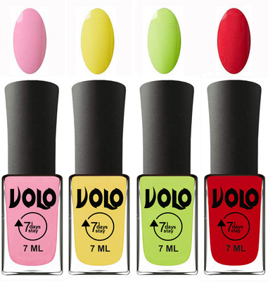 Volo Ultra Lasting HD Shine Awesome Nail Polish Combo Light Pink, Yellow, Parrot Green, Redish Orange(Pack of 4)
Volo Ultra Lasting HD Shine Awesome Nail Polish Combo Light Pink, Yellow, Parrot Green, Redish Orange(Pack of 4)