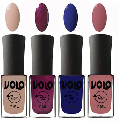 Volo Ultra Lasting HD Shine Awesome Nail Polish Combo Light Nude, Wine, Navy Blue, Chocolate Peach(Pack of 4)
Volo Ultra Lasting HD Shine Awesome Nail Polish Combo Light Nude, Wine, Navy Blue, Chocolate Peach(Pack of 4)