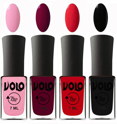 Volo Ultra Lasting HD Shine Awesome Nail Polish Combo Light Pink, Wine Maroon, Redish Orange, Black(Pack of 4)
Volo Ultra Lasting HD Shine Awesome Nail Polish Combo Light Pink, Wine Maroon, Redish Orange, Black(Pack of 4)