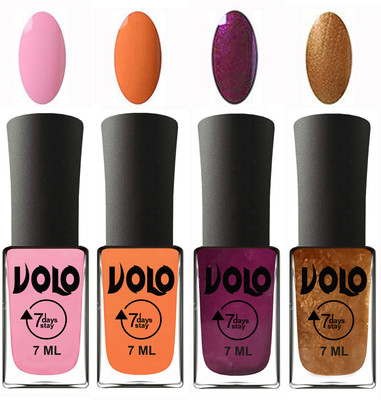 Volo Ultra Lasting HD Shine Awesome Nail Polish Combo Light Pink, Peach, Wine, Metallic Dark Golden(Pack of 4)
Volo Ultra Lasting HD Shine Awesome Nail Polish Combo Light Pink, Peach, Wine, Metallic Dark Golden(Pack of 4)