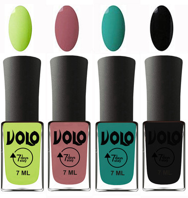 Volo Ultra Lasting HD Shine Awesome Nail Polish Combo Parrot Green, Chocolate Peach, Radium Green, Black(Pack of 4)
Volo Ultra Lasting HD Shine Awesome Nail Polish Combo Parrot Green, Chocolate Peach, Radium Green, Black(Pack of 4)