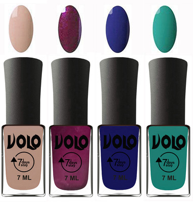 Volo Ultra Lasting HD Shine Awesome Nail Polish Combo Light Nude, Wine, Navy Blue, Radium Green(Pack of 4)
Volo Ultra Lasting HD Shine Awesome Nail Polish Combo Light Nude, Wine, Navy Blue, Radium Green(Pack of 4)